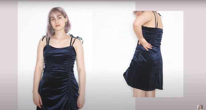trending fashion make your own velvet drawstring dress, Back of the dress