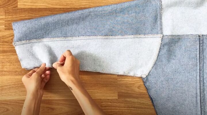 upcycle mens jeans into a stylish denim jacket, Sew a DIY Denim jacket