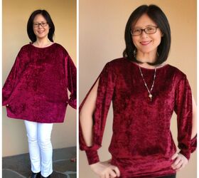 how to upcycle a 90 s velour shirt into a split sleeve blouse