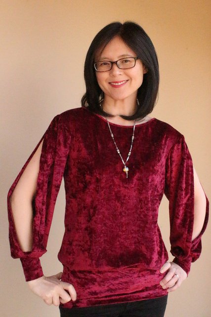 how to upcycle a 90 s velour shirt into a split sleeve blouse