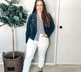 4 ways to style a navy suede jacket