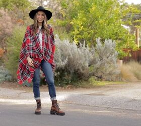 no sew diy poncho the ultimate tips and tricks, Checkered poncho look