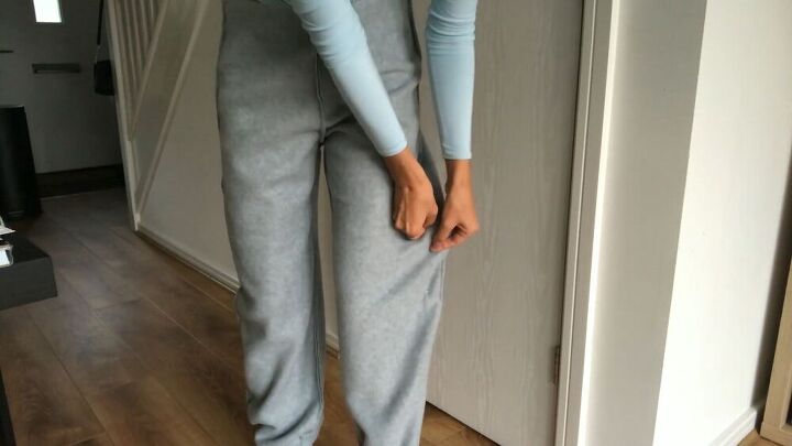 diy comfy sweatpants from scratch, Pin excess fabric