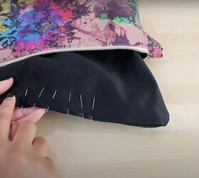 pretty and simple diy leather clutch, Pin the lining