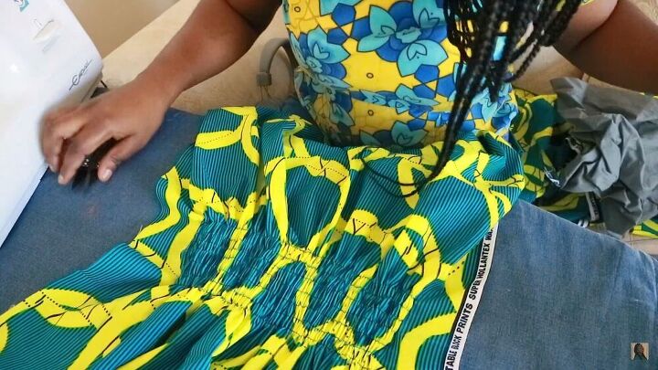 learn how to sew a mesmerizing kaftan dress, Beautiful shirred kaftan waistline