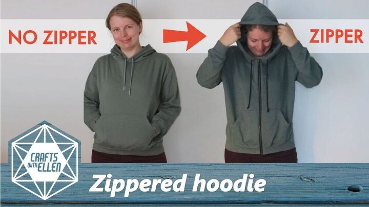 sew a zipper hoodie with this incredible tutorial, Zipper hoodie transformation