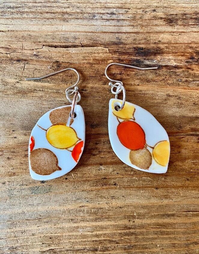 turn your old teacups into amazing one of a kind earrings, Recycled ceramic earrings