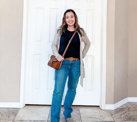 bootcut jeans styled 3 ways, Bootcut jeans with a long cardigan