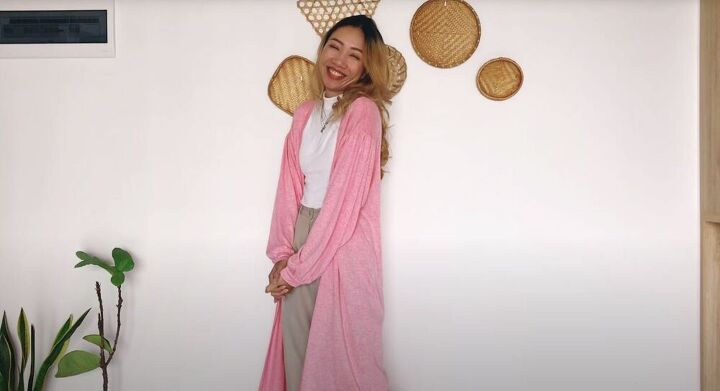 make a puff sleeve cardigan that doubles as a wrap dress