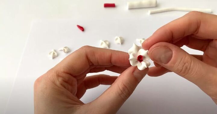 polymer clay polka dot flower earrings, Add the petals