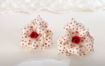 Polymer Clay Polka-Dot Flower Earrings