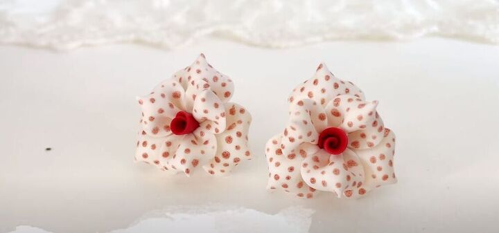 polymer clay polka dot flower earrings, DIY flower earrings