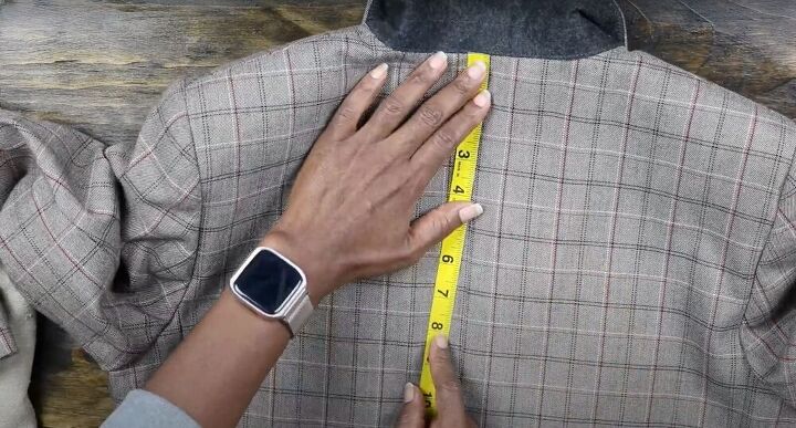 make a woman s fitted blazer from a men s blazer, Measure from the neck