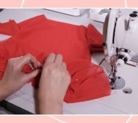 sew a unique off the shoulder dress, Pin in between the ruffles