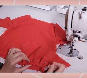 sew a unique off the shoulder dress, Pull the thread