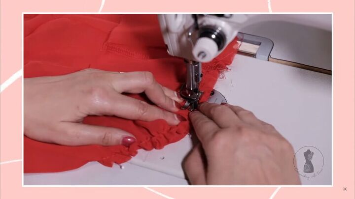 sew a unique off the shoulder dress, Sew pieces together