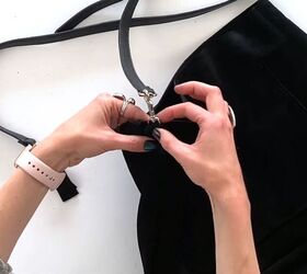 the easiest diy leather handbag youll ever make, Sew the ring tab