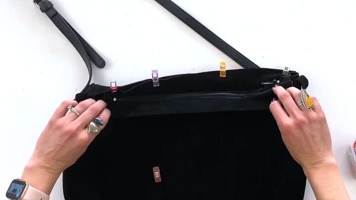 the easiest diy leather handbag youll ever make, Clip the purse top