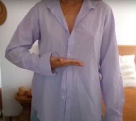 fun thrift flip transform a mens shirt into a cute drawstring top, Plot the waistline