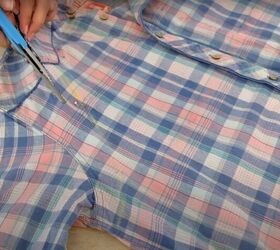 easy sewing tutorial how to turn a dress into a halter neck, Cutting shirt