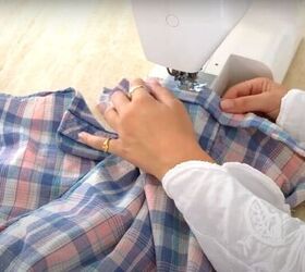 easy sewing tutorial how to turn a dress into a halter neck, Sewing on machine