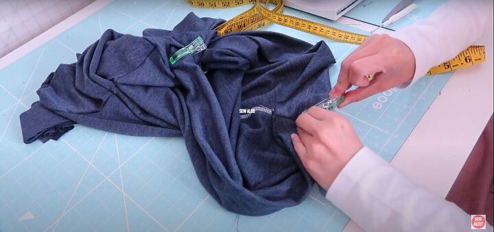 sewing hack add a faux hip band and sleeve bands to a t shirt, Make a hip band
