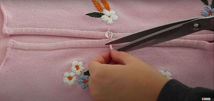 how to upcycle an old zip up into an adorable embroidered sweater, Finishing touches