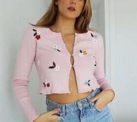 how to upcycle an old zip up into an adorable embroidered sweater, Women s embroidered sweater