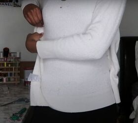 how to make a cross neck top from a thrift store sweater, Pin the sides
