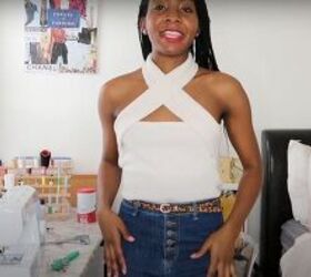 How to Make a Cross Neck Top From a Thrift Store Sweater