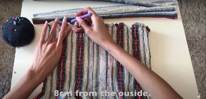 adorable knot shoulder top thrift flip tutorial, Mark the placement for the straps
