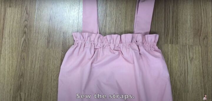 diy tiered dress with oversized bow shoulder straps, Sew the straps in place