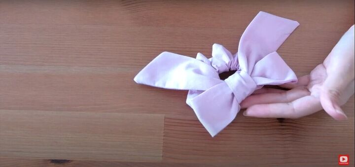 quick diy bow scrunchies to make with scrap fabric, DIY scrunchie with bow
