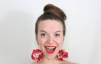 DIY Eco Friendly Pom Pom Earrings With Fabric Scraps