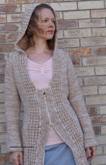 how to turn a belted cardigan into a zippered jacket and stay warm