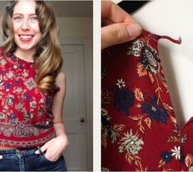 refashioned dress into an open backed crop top