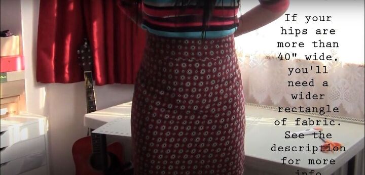 cute gathered skirt with pockets diy, Measure the fabric on your body