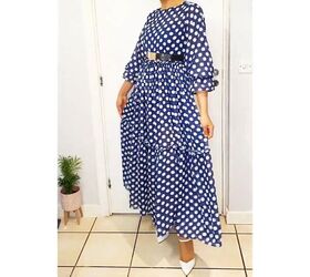 sew a puffy sleeve maxi dress with this easy tutorial, Stylish puff sleeve maxi dress
