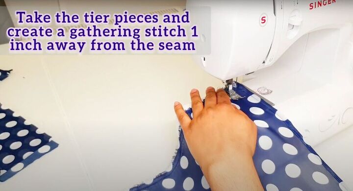 sew a puffy sleeve maxi dress with this easy tutorial, Create a gathering stitch