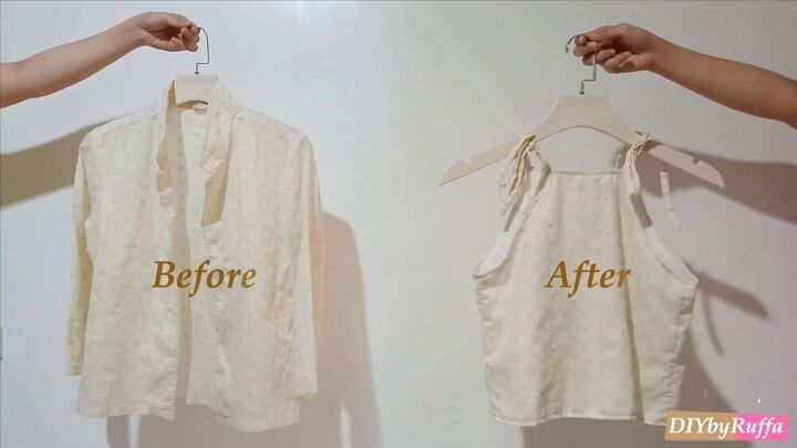 thrift flip simple diy halter top in 2 hours, Halter top Before and after