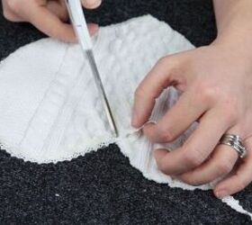 youre totally going to heart this diy sweater no sew tutoria, Cut at tip of heart