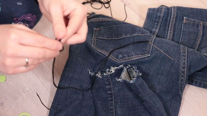 oh hello make diy jeans with an embroidered message, DIY jeans embroidery