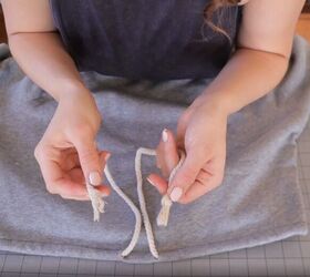 easy diy drawstring sweatsuit, Knot the ends of the drawstring