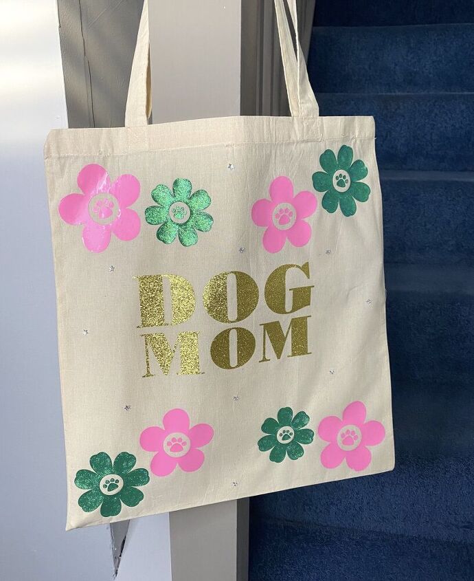 cricut dog mom floral tote bag diy