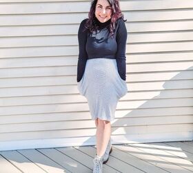 how i made a cute skirt out of a boring shirt minimal stitching