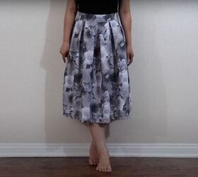how to make a pleated floral midi skirt, Sew a floral midi skirt