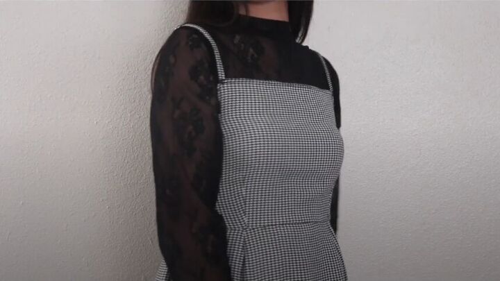 how to make a houndstooth dress, Houndstooth pinafore top