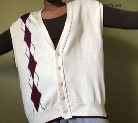 How she turned a men's sweater vest into a cute top in 30 minutes without sewing