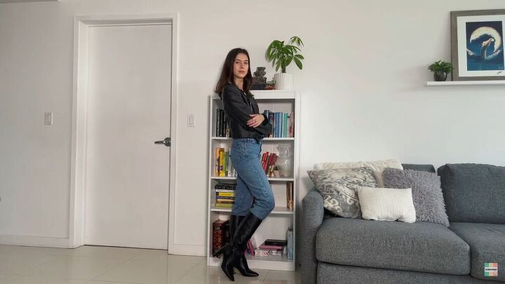how to style jeans and a t shirt easy style guide, Pair a leather jacket