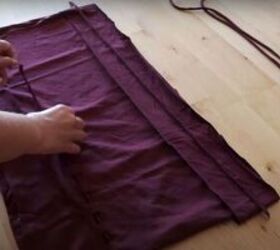 no sew t shirt to gathered peplum tank top upcycle, Weave the string through the holes